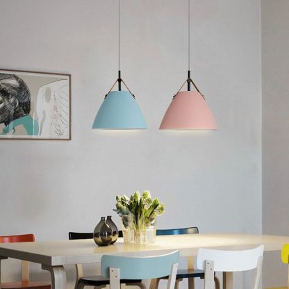 Morandi Moderno LED Lámpara Colgante Negro Gris Blanco Rosa Azul Verde Residencial Dormitorio Metal
