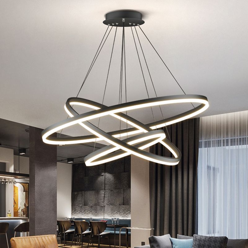Arisha Moderno 3 Anillos LED Lámpara Colgante Negro Salón/Dormitorio/Comedor Metal y Acrílico