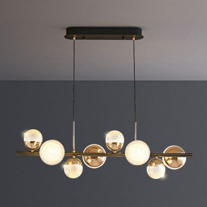 Valentina Moderno Burbujas LED Lámpara Colgante Negro Mesa de Comedor/Sala de Estar Metal Vidrio 8-Llamas 80CM Largo