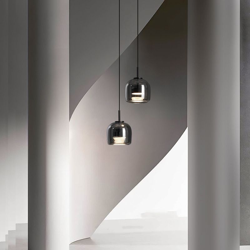 Hailie Moderno LED Lámpara Colgante Tazón Sala de Estar Dormitorio, Negro, Cristal