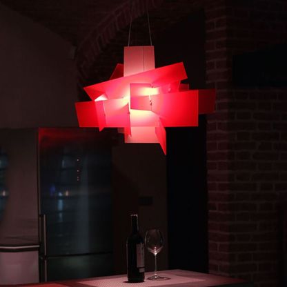 Renée Diseño Empalmado LED Lámpara Colgante Salón Blanco&Rojo Metal&PMMA