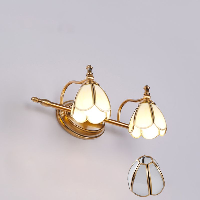 Félicie Retro Flor LED Aplique Blanco/Amarillo Cuarto de Baño/Salón Metal Vidrio 2/3/4/5 Luminarias