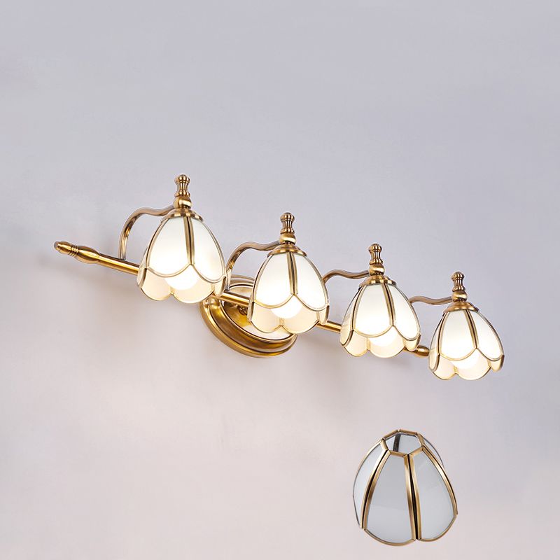 Félicie Retro Flor LED Aplique Blanco/Amarillo Cuarto de Baño/Salón Metal Vidrio 2/3/4/5 Luminarias