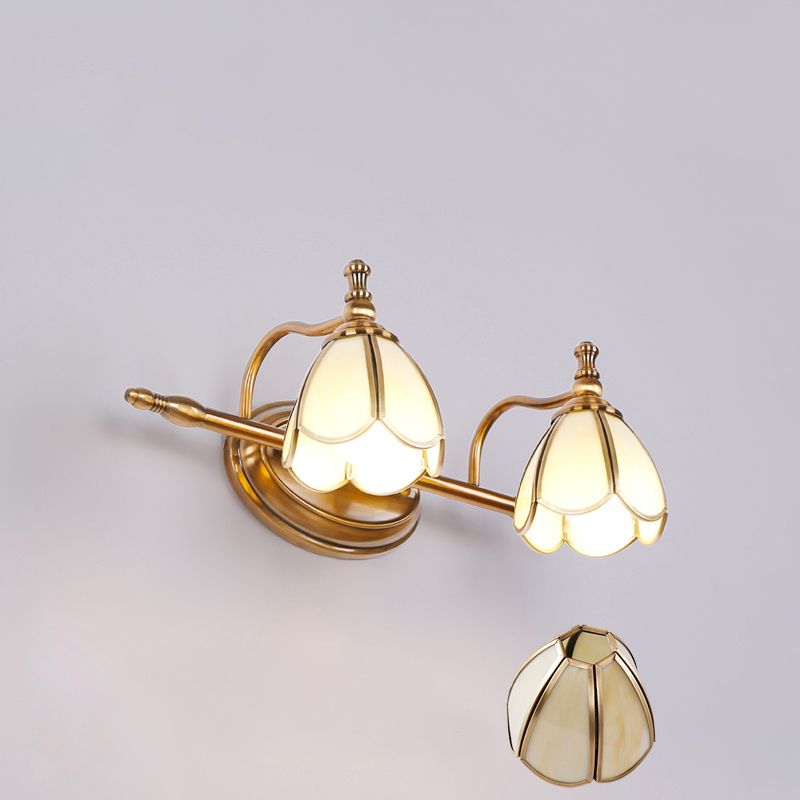 Félicie Retro Flor LED Aplique Blanco/Amarillo Cuarto de Baño/Salón Metal Vidrio 2/3/4/5 Luminarias