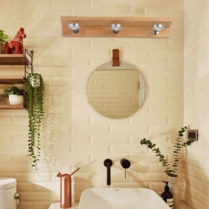 Ozawa Apliques de pared LED Minimalista redonda/rectangular/ovalada marrón para baño/dormitorio, madera y acrílico.