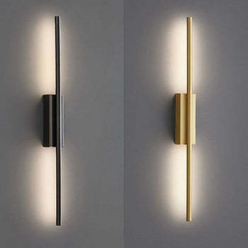 Edge Moderno Lineal LED Aplique Negro/Latón Mesa de Comedor/Dormitorio/Baño Metal/Acrílico Tamaños 61/80/100/120cm