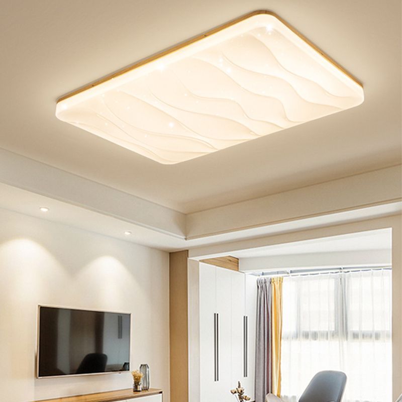 Ozawa Minimalista Geométrico LED Luz de Techo Blanco Dormitorio Madera Acrílico