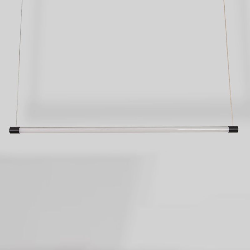 Edge Lineal Moderno Lámpara Colgante Negro y Plata Dormitorio/Salón/Comedor Metal 120/150CM Largo