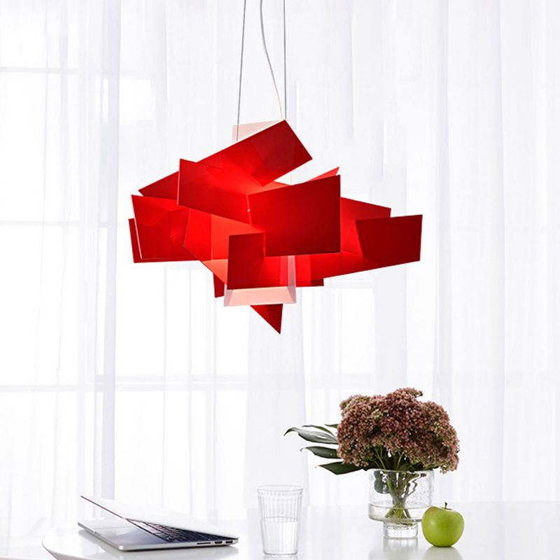 Renée Diseño Empalmado LED Lámpara Colgante Salón Blanco&Rojo Metal&PMMA