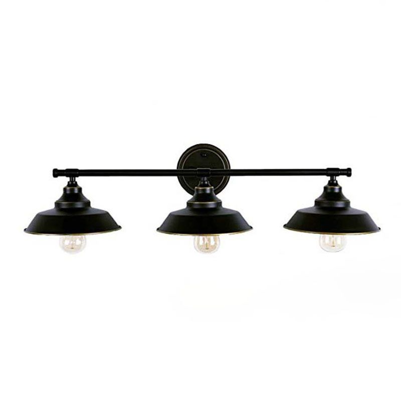 Alessio Retro En Forma de Cuenco LED Luz de Pared Negro Dormitorio Acero Bruto
