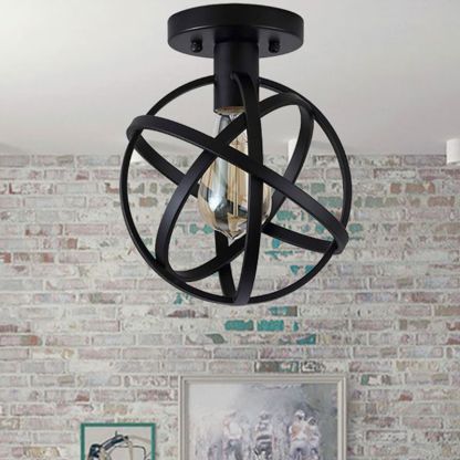 Herbert Vintage LED Lámpara de Techo Bola Negro Comedor Metal