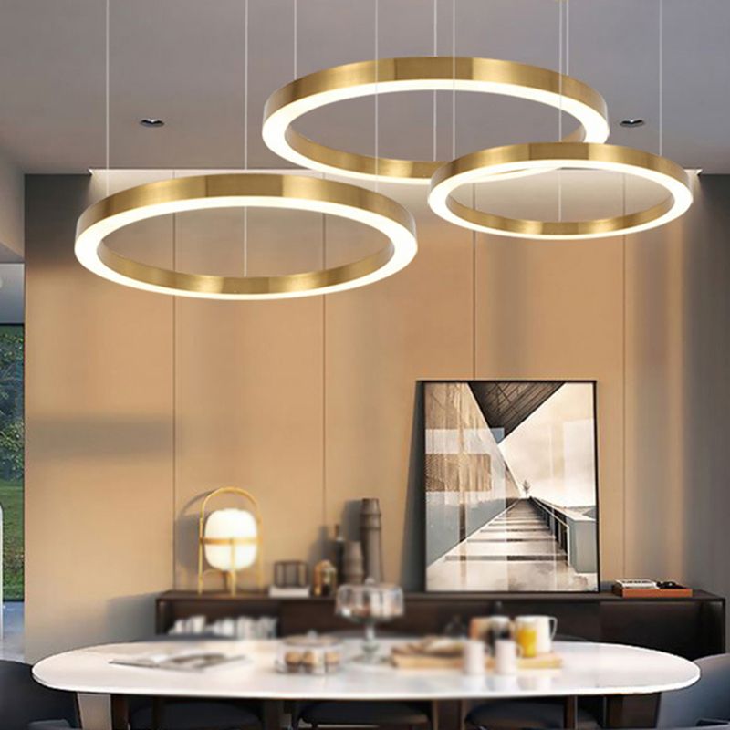 Arisha Moderno Lámpara Colgante Anillo Salón Dormitorio, Oro, Metal Acrílico