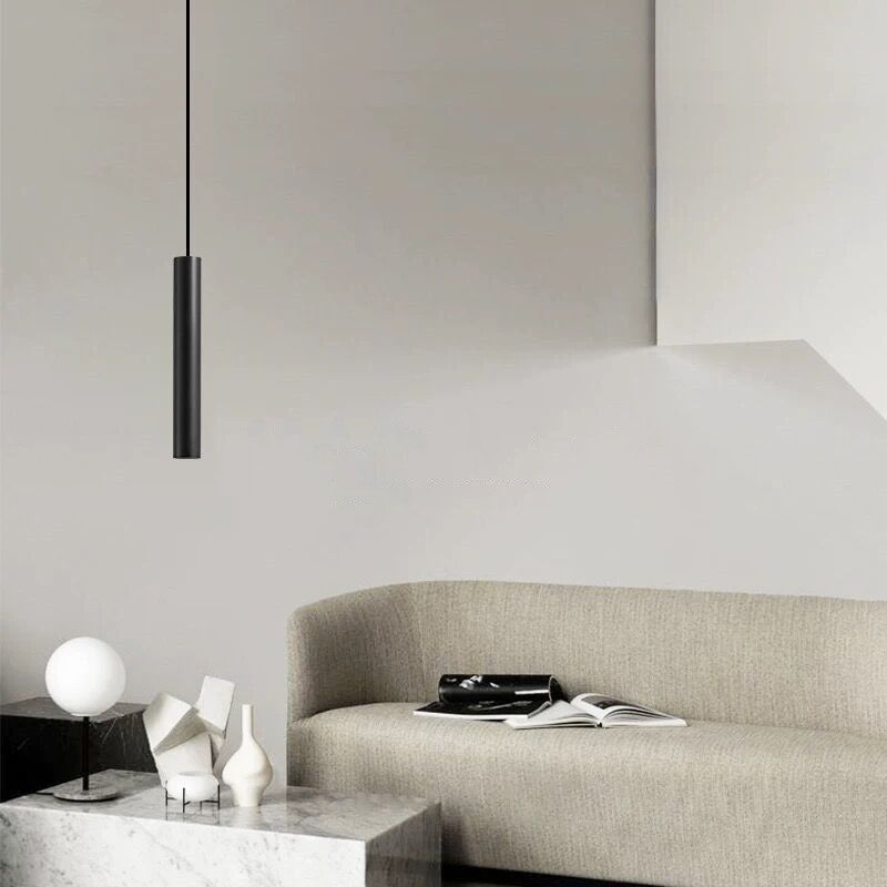 Edge Lámpara Colgante Negro, Cilindro, 23/28CM Largo