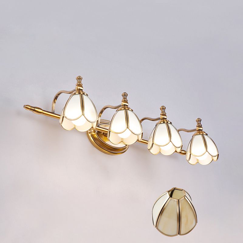 Félicie Retro Flor LED Aplique Blanco/Amarillo Cuarto de Baño/Salón Metal Vidrio 2/3/4/5 Luminarias