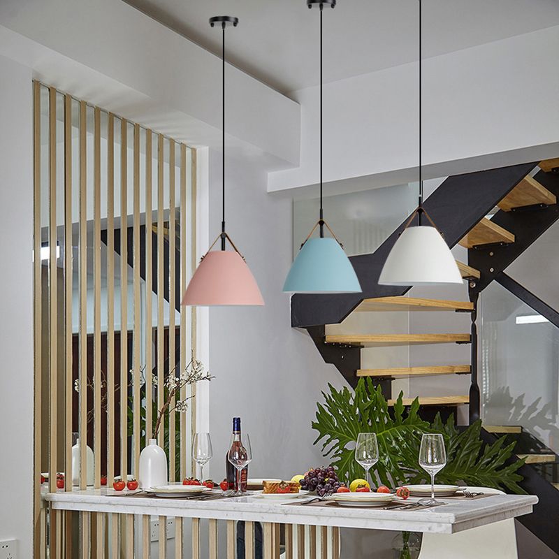Morandi Moderno LED Lámpara Colgante Negro Gris Blanco Rosa Azul Verde Residencial Dormitorio Metal