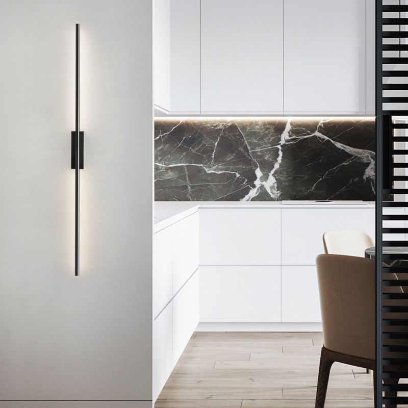 Edge Moderno Lineal LED Aplique Negro/Latón Mesa de Comedor/Dormitorio/Baño Metal/Acrílico Tamaños 61/80/100/120cm