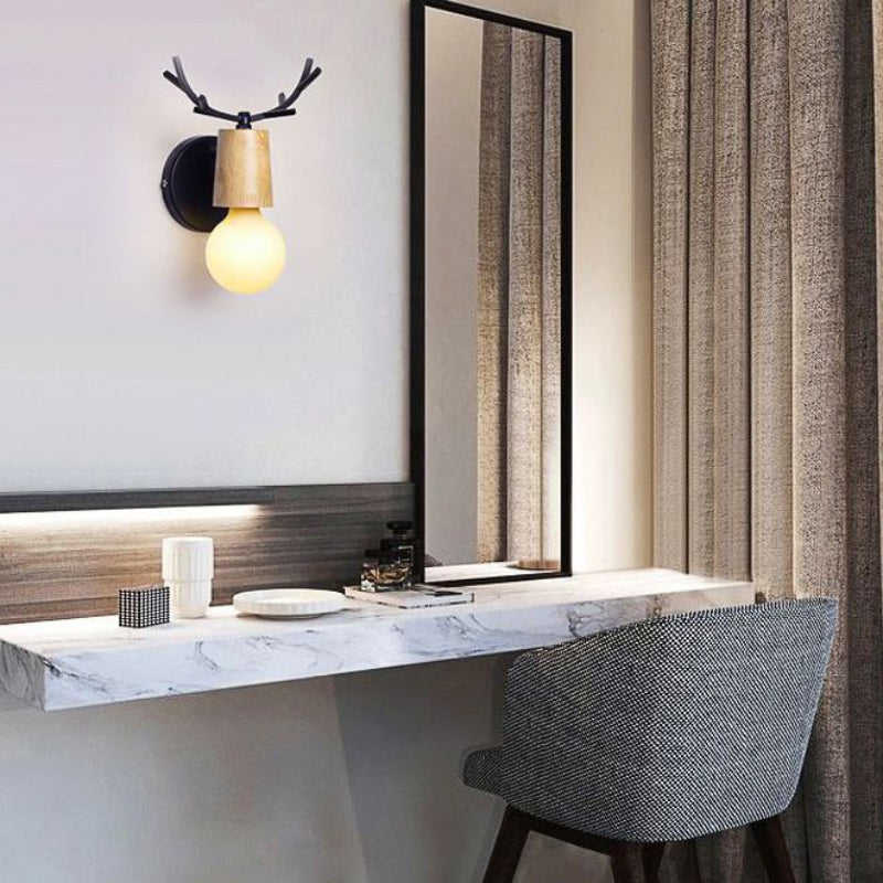 Ozawa Moderno Cuerno LED Luz de Pared Negro Blanco Dormitorio Baño Metal Madera Vaso