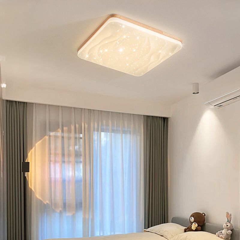Ozawa Minimalista Geométrico LED Luz de Techo Blanco Dormitorio Madera Acrílico