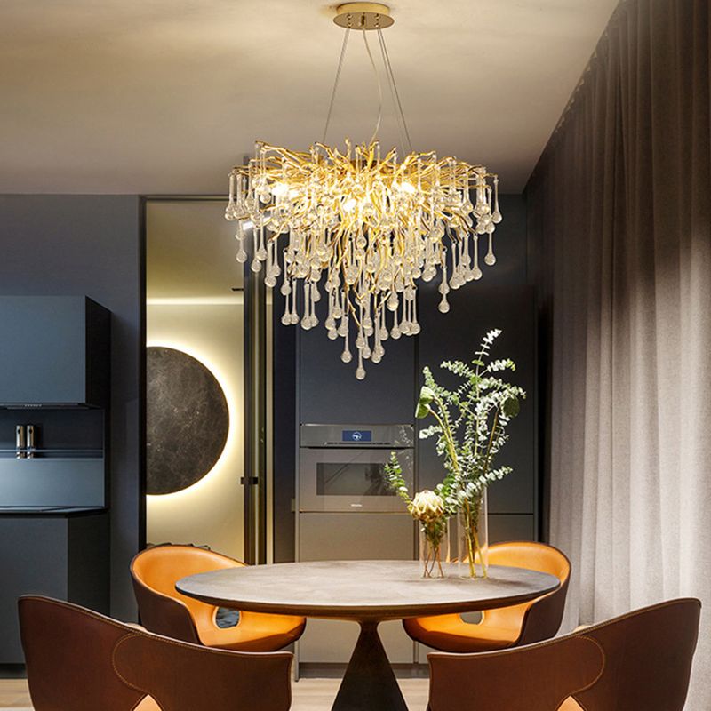 Colon Diseño LED Lámparas de Araña Con Borla Oro Salón/Dormitorio/Comedor Metal y Cristal ∅60CM/80CM/100CM