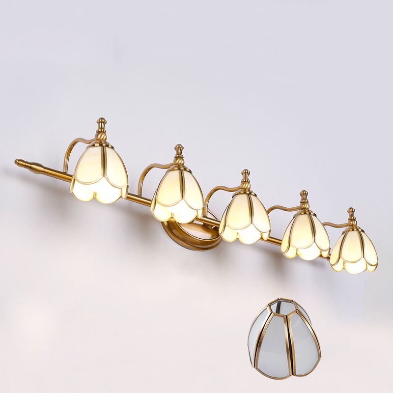 Félicie Retro Flor LED Aplique Blanco/Amarillo Cuarto de Baño/Salón Metal Vidrio 2/3/4/5 Luminarias