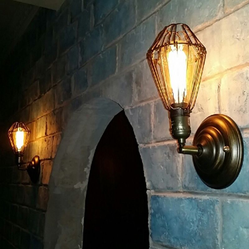 Alessio Industrial Forma de Linterna LED Aplique Negro/Óxido Salón/Pasillo Metal