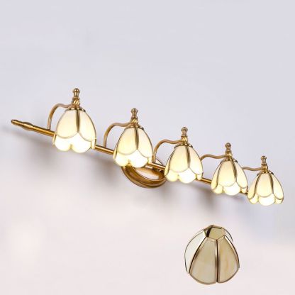 Félicie Retro Flor LED Aplique Blanco/Amarillo Cuarto de Baño/Salón Metal Vidrio 2/3/4/5 Luminarias