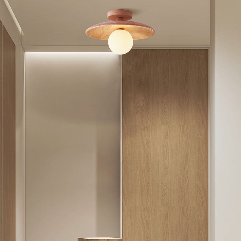 Carins Moderno LED Lámpara Colgante Naturaleza/Nuez, Salón, Madera Vidrio