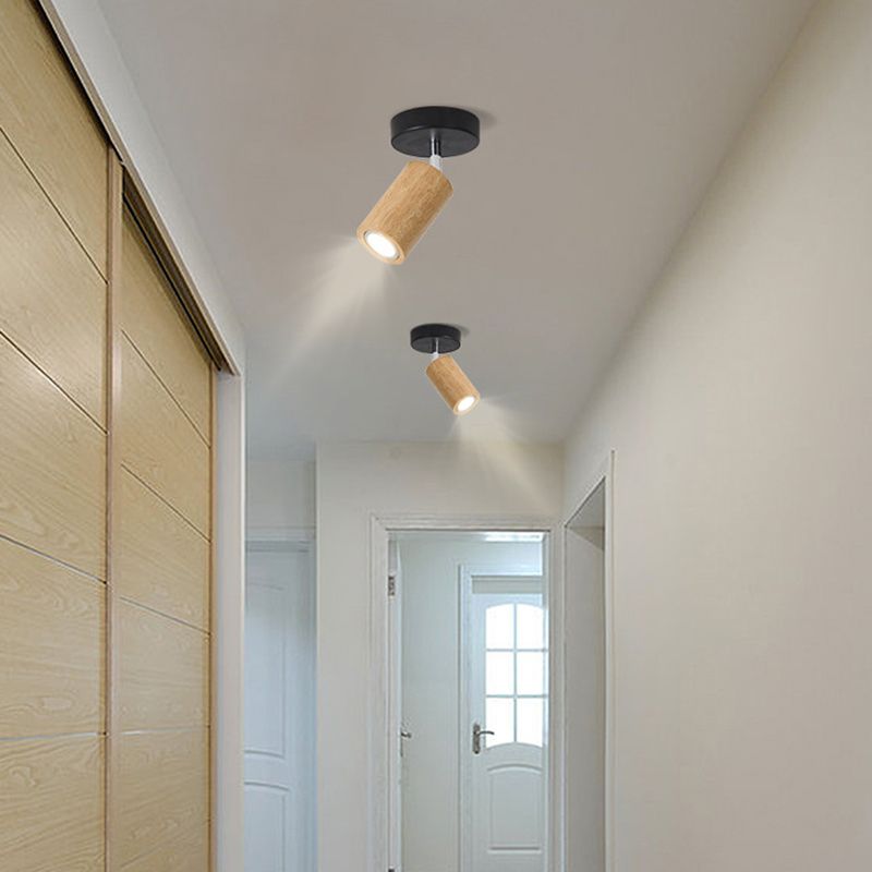 Ozawa Modern LED Apliques de techo Tipo Cilindro para Sala de estar y dormitorio, 3 colores, metal y madera.