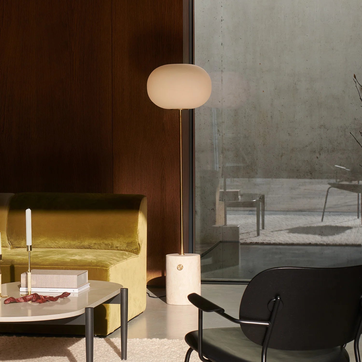 Axis Minimalist Alabaster Brass Floor Lamp