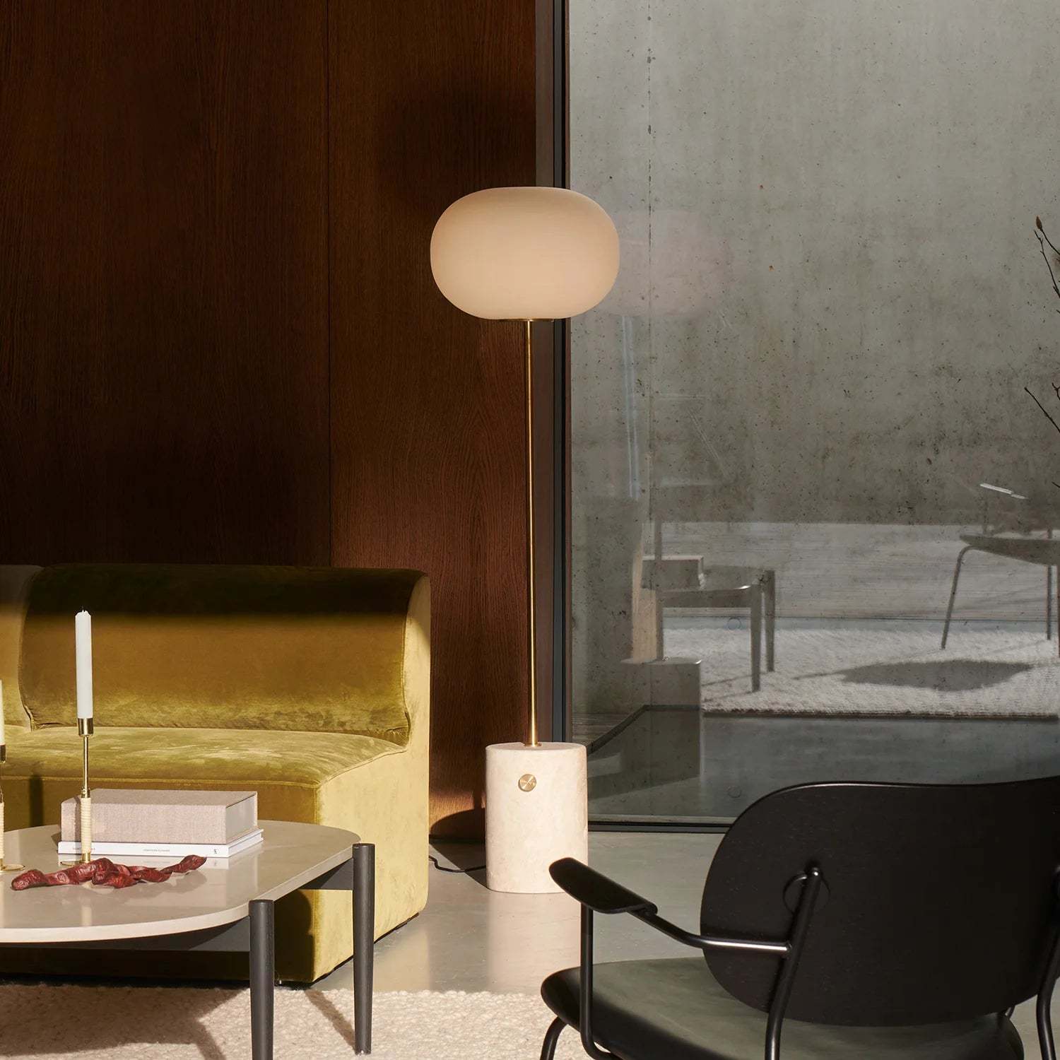 Axis Minimalist Alabaster Brass Floor Lamp