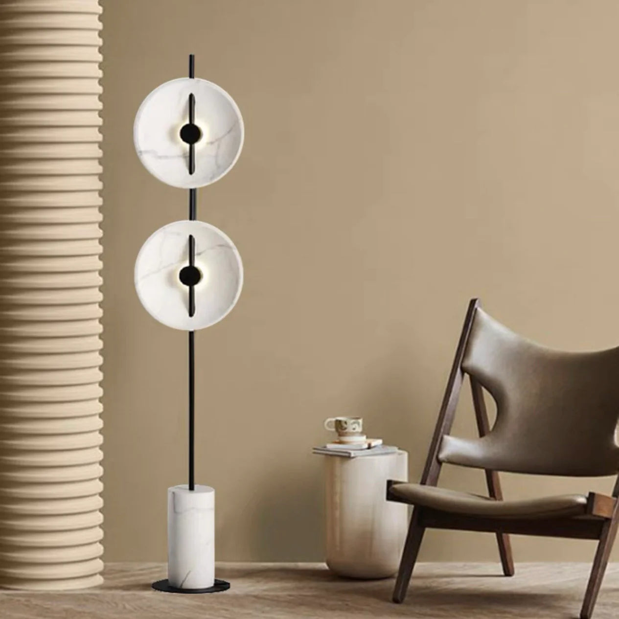 Dune Marble Round Resin Floor Lamp