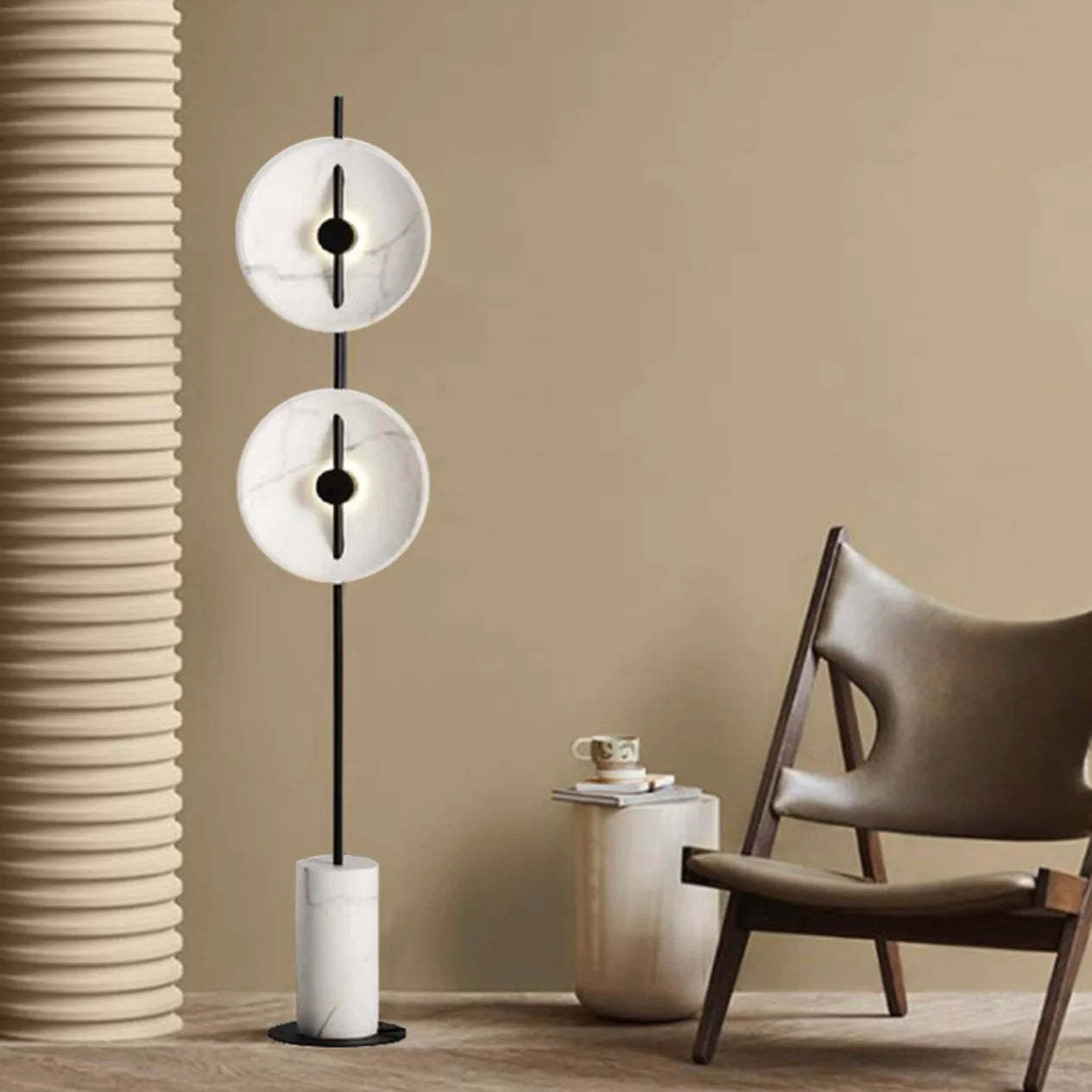 Dune Marble Round Resin Floor Lamp