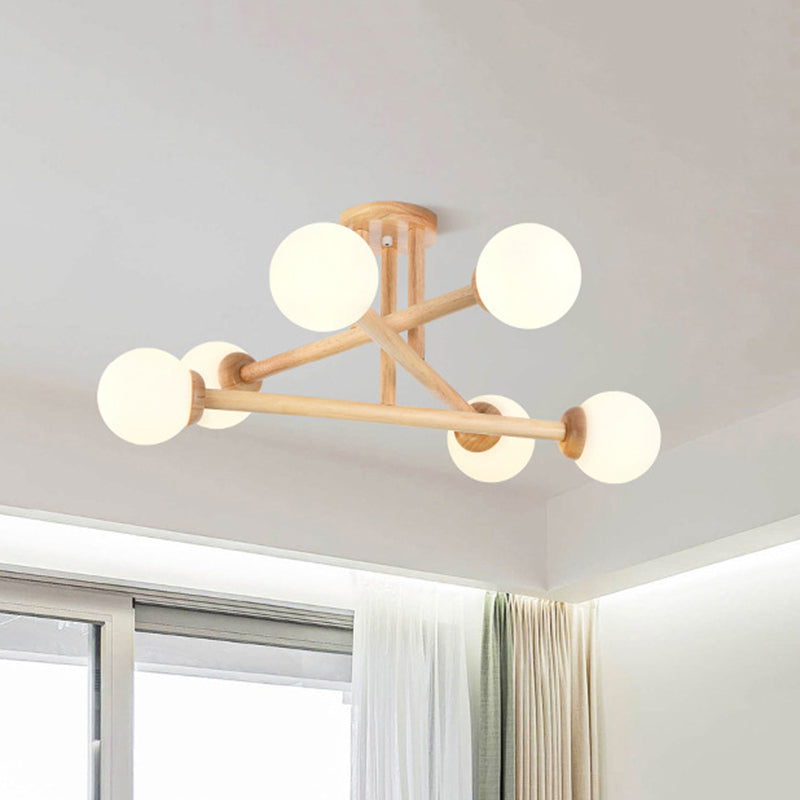 Ozawa Nórdica Multiple Bolas Vidrio Lámpara de Techo Madera