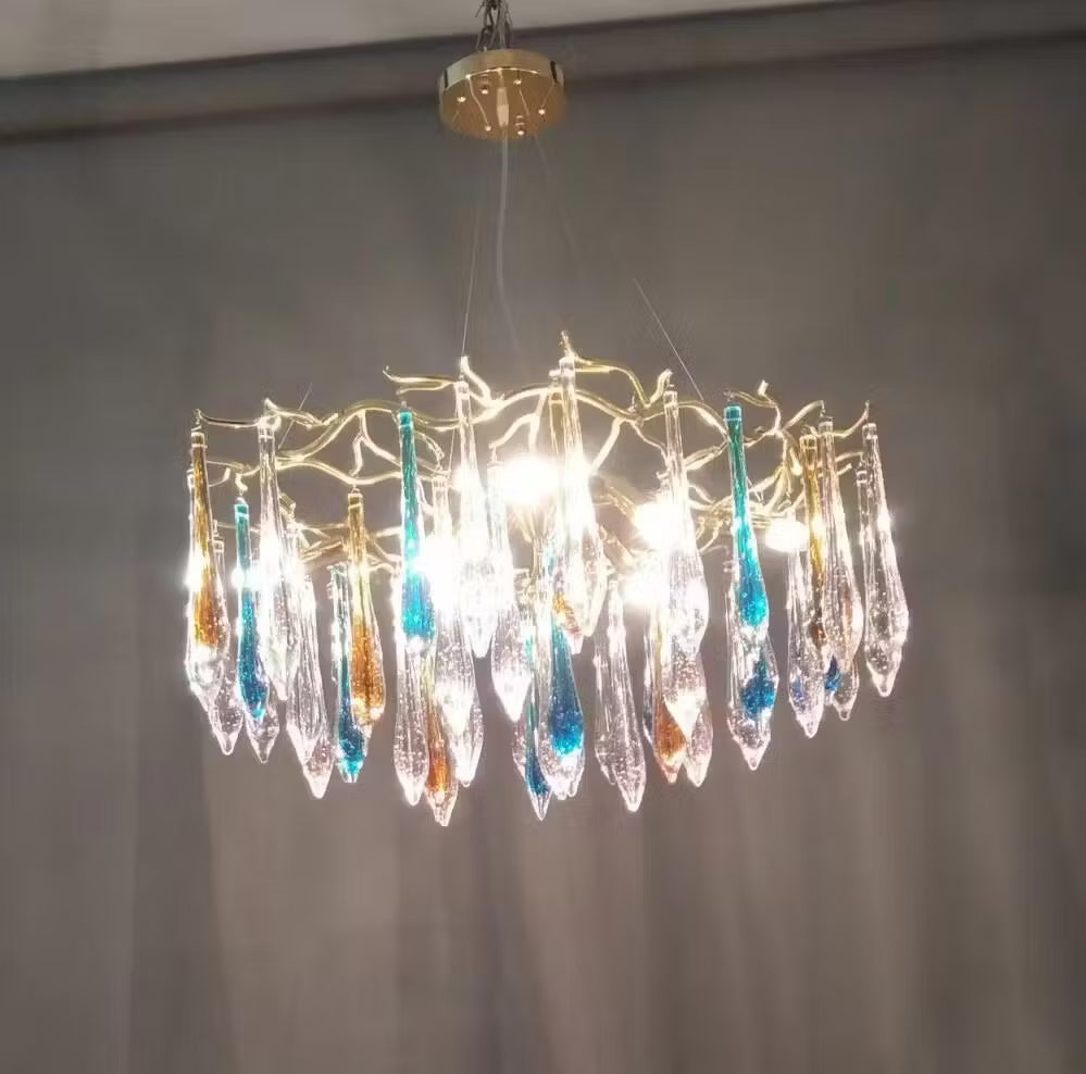 Verona Glass Teardrop Branch Chandelier