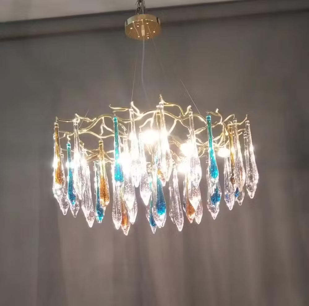 Verona Glass Teardrop Branch Chandelier