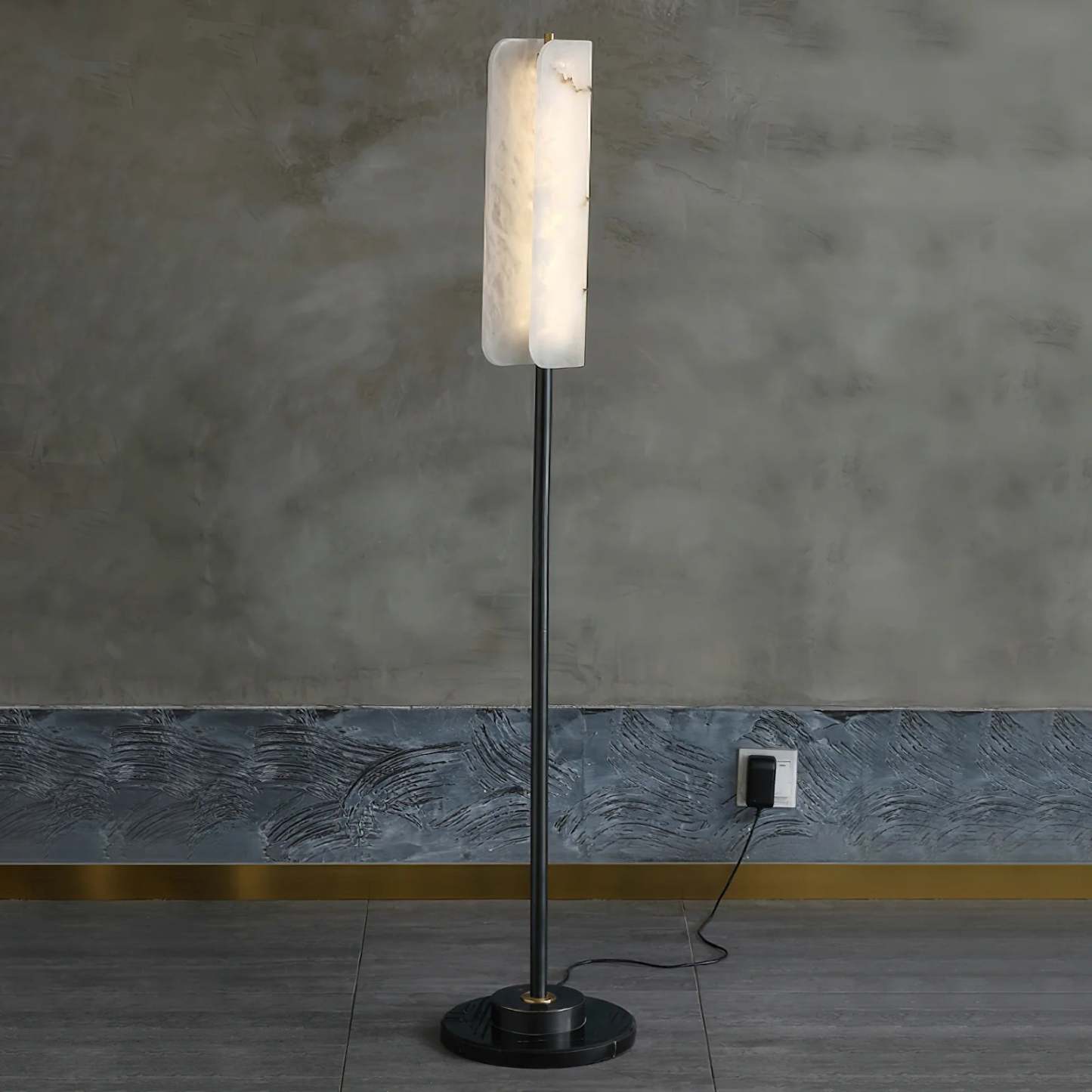 Dune Minimalist Alabaster Floor Lamp