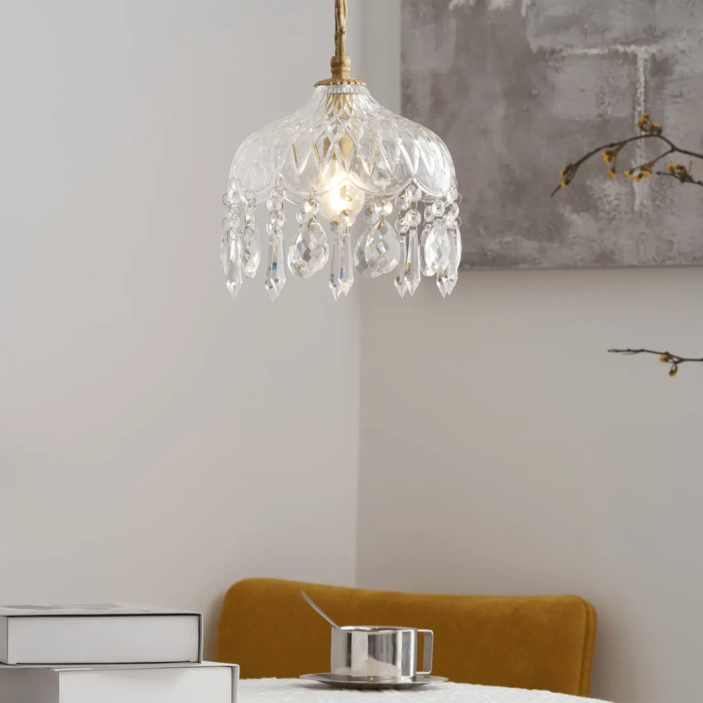 Marilyn Vintage Metal Crystal Glass Pendant Light Bedroom Living Room