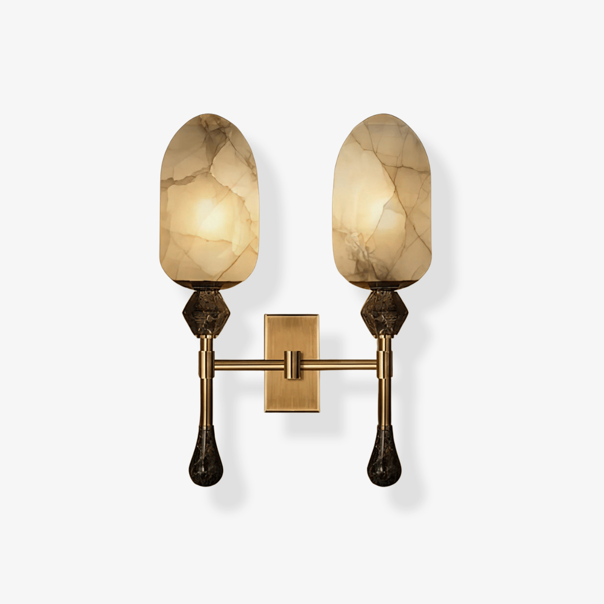 Alabaster Obelisk Double Alabaster Sconce Aplique