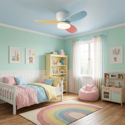 Ventilador de Techo Milo Petal en acabado blanco montado en el techo