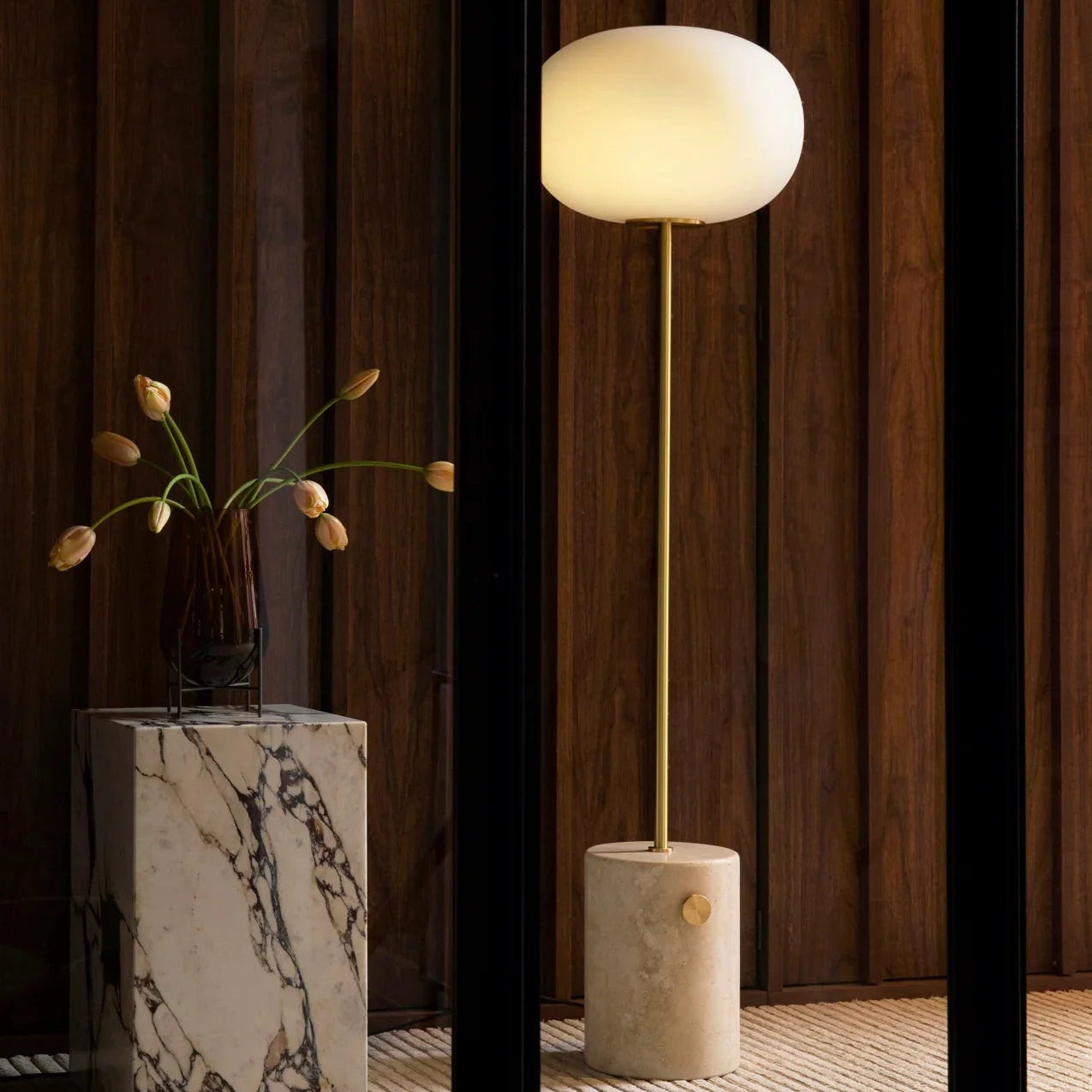 Axis Minimalist Alabaster Brass Floor Lamp