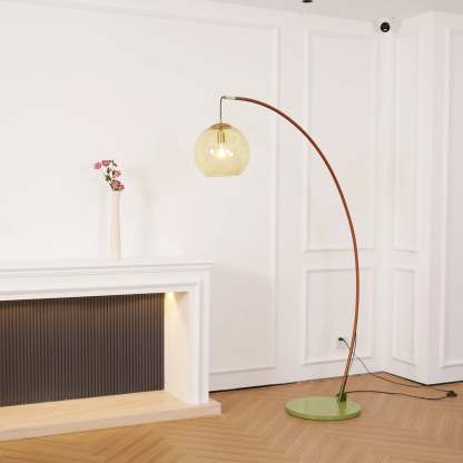 Halo Amber Glass Arc Floor Lamp
