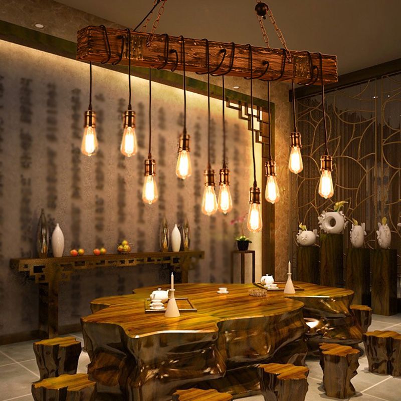 Austin Lámpara Colgante, 3 Estilos Para Mesa de Bar/Comedor Madera
