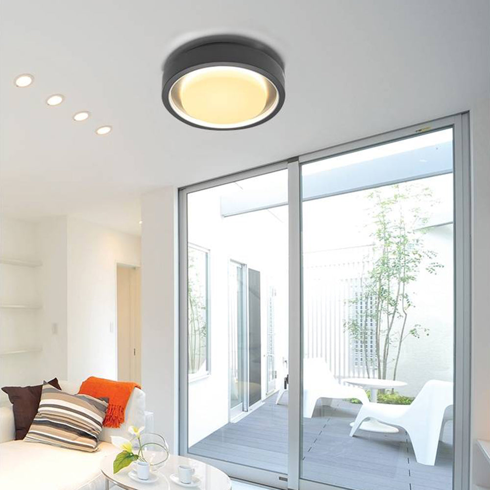 Orr Moderno Redondo LED Aplique Exterior Negro Jardín/Pasillo/Calcón/Terraza Metal