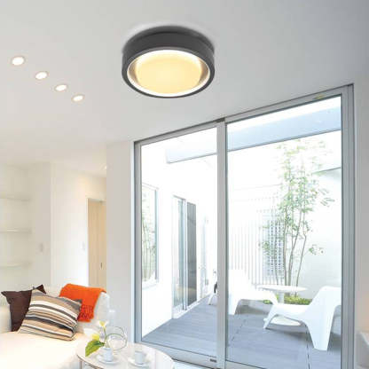 Orr Moderno Redondo LED Aplique Exterior Negro Jardín/Pasillo/Calcón/Terraza Metal