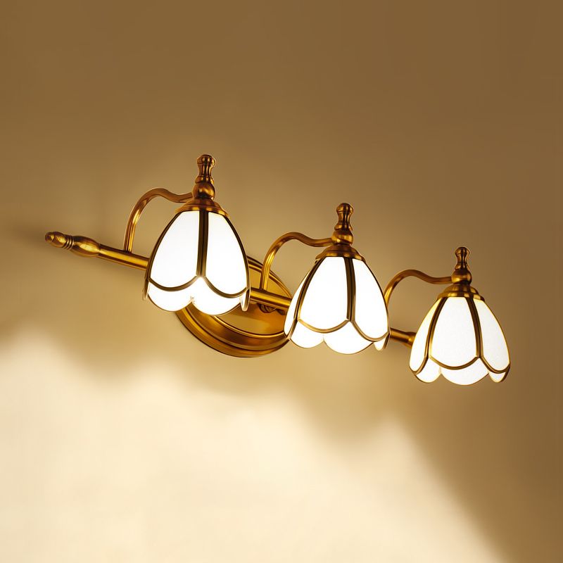Félicie Retro Flor LED Aplique Blanco/Amarillo Cuarto de Baño/Salón Metal Vidrio 2/3/4/5 Luminarias