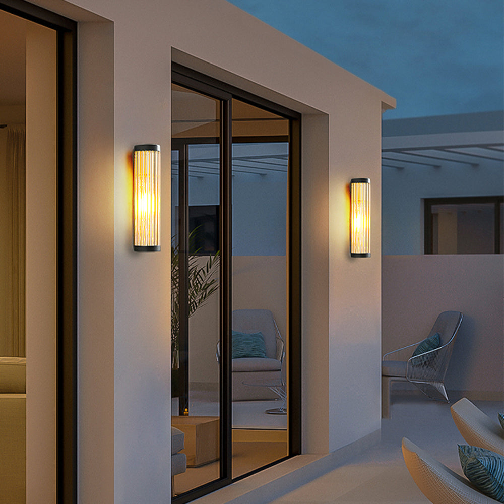 Orr Moderno Semicircular LED Aplique Exterior Negro Jardín Metal Vidrio