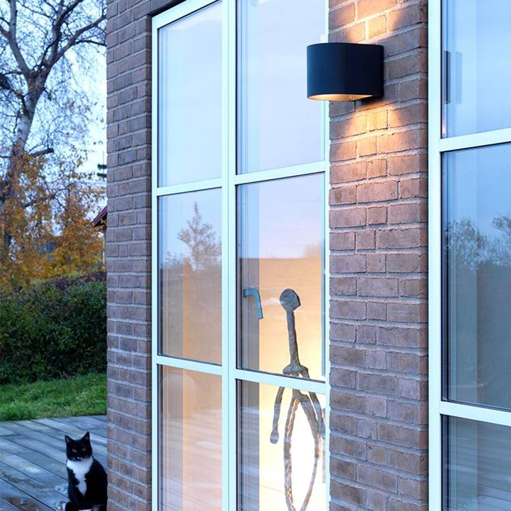 Orr Moderno Cilindro LED Aplique Exterior Negro Jardín Aluminio Vidrio 14CM Largo