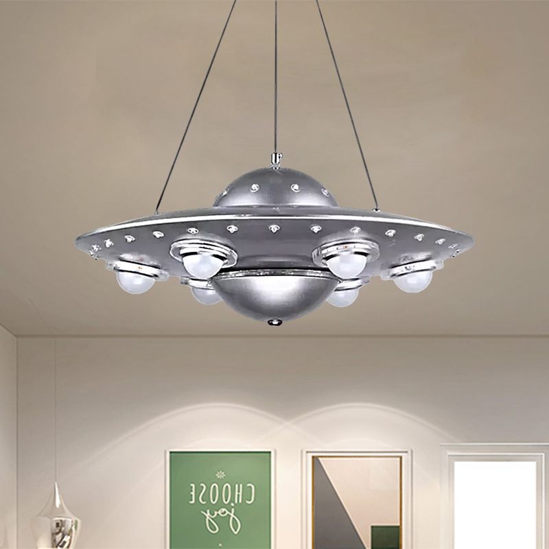 Alessio Diseño OVNI LED Lámpara Colgante Plata Dormitorio/Habitación Infantil Metal y Vidrio ∅ 50CM