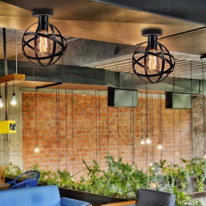 Herbert Vintage LED Lámpara de Techo Bola Negro Comedor Metal