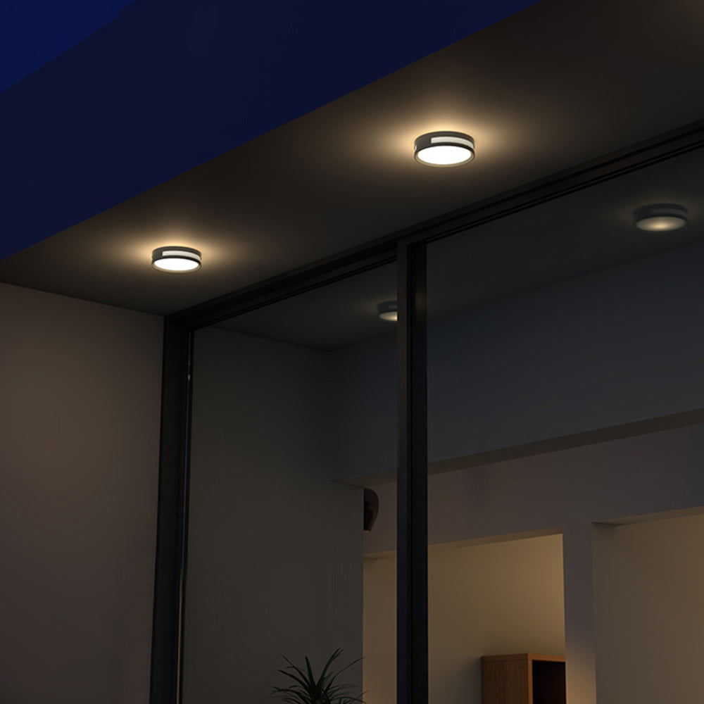 Orr Moderna lámpara de pared LED circular para exteriores en color negro Metal y acrílico